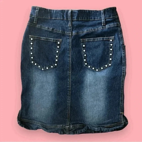 Zoey Beth Mini Skirt Size Large Denim with Rhinestones - 2000’s / Y2K - Picture 2 of 5